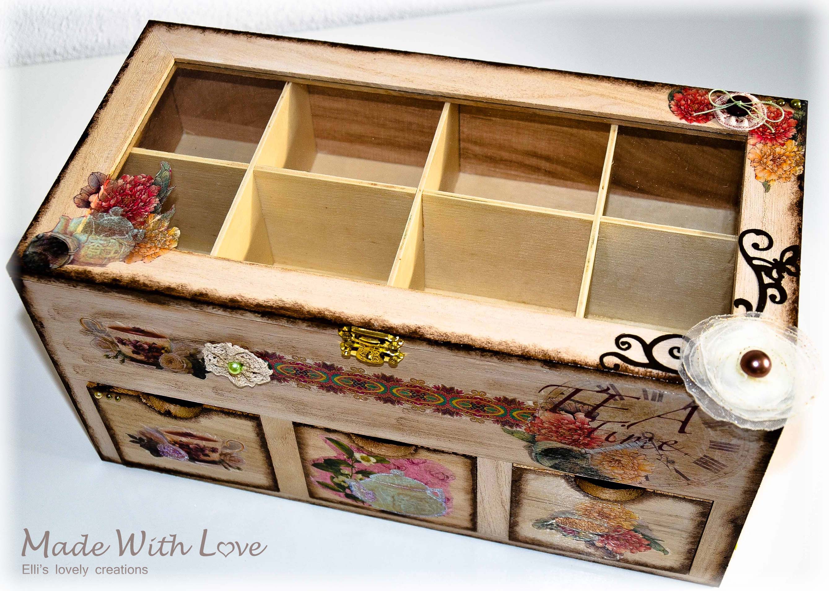 Wooden Tea Box / Decoupage Technique