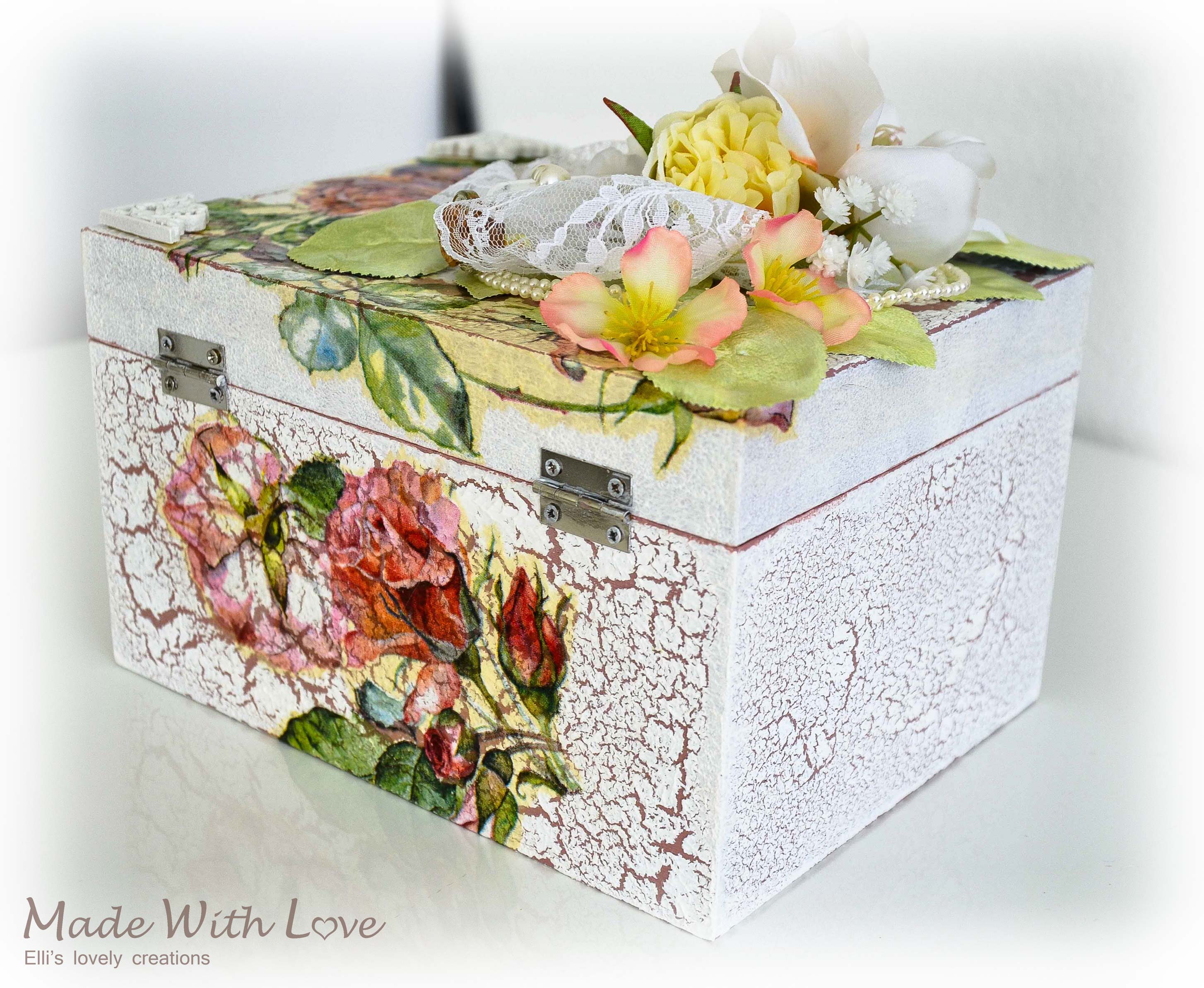 Shabby Chic Decoupage Wedding Wooden Jewelry Box 6