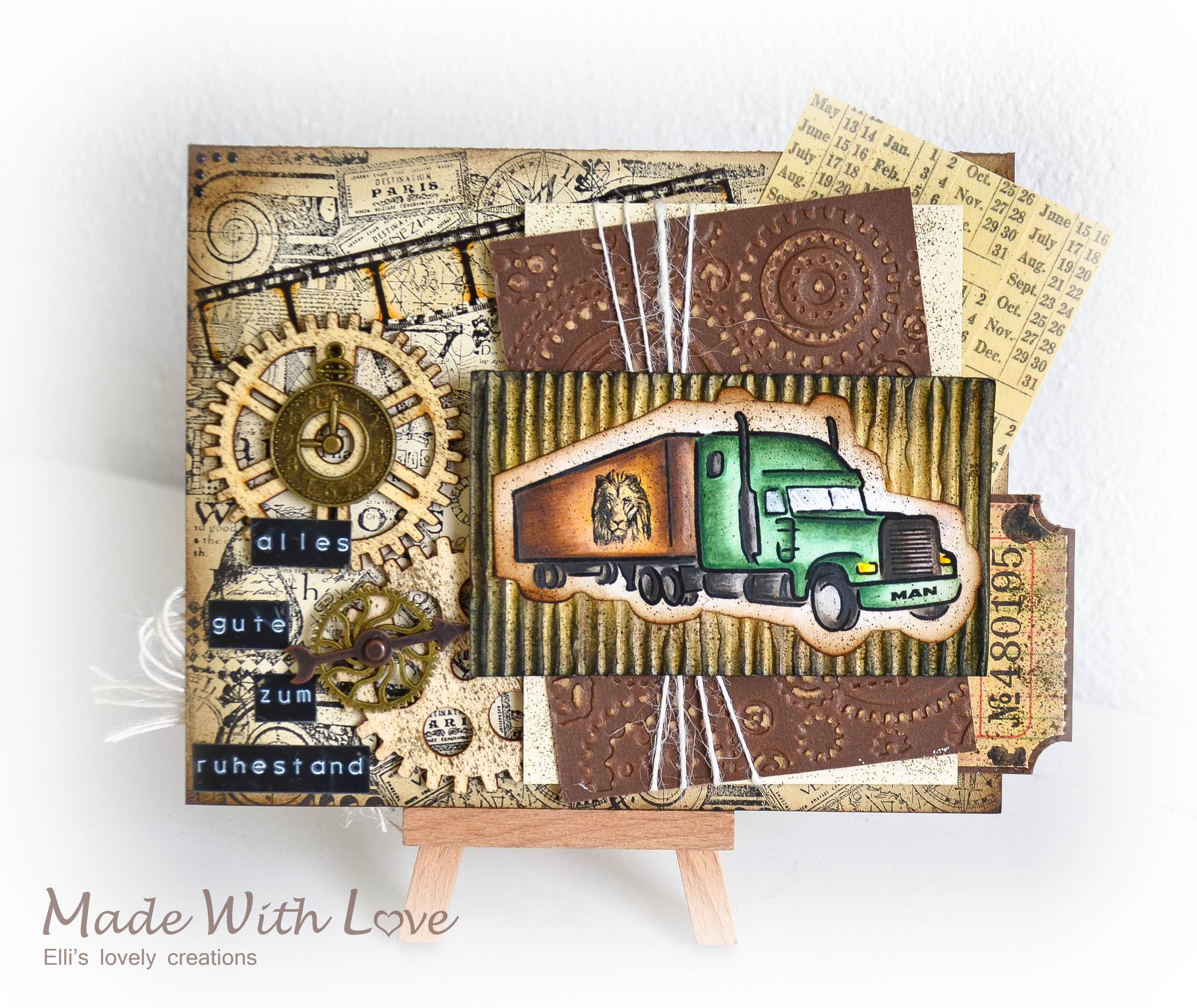 Mixed Media Vintage Steampunk Masculine Card Happy Retirement 1