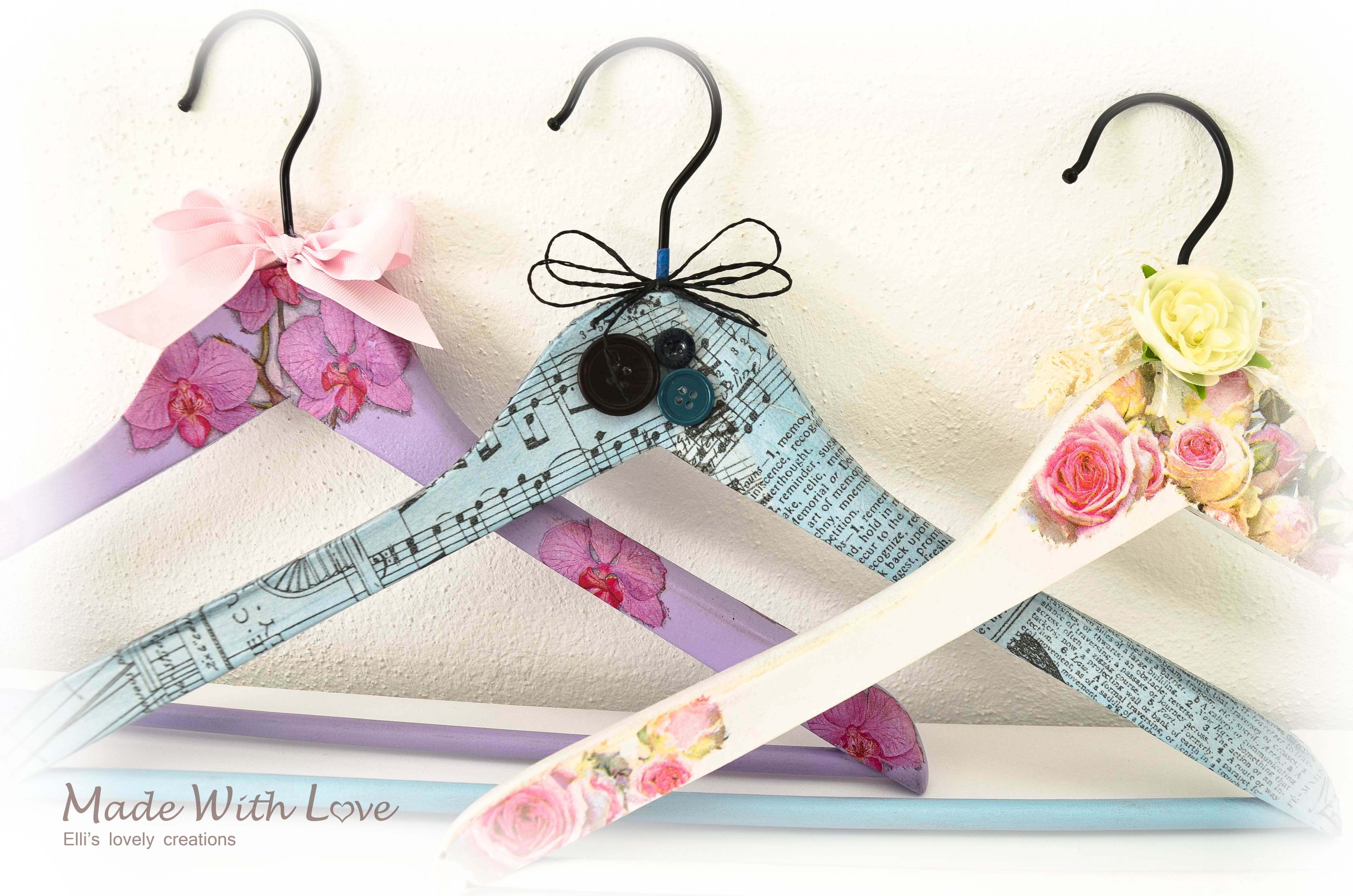 Decoupage Coat Hanger Flowers and Bows 8
