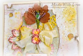 Mixed Media Watercolor Wedding Card Autumn Flowers 164