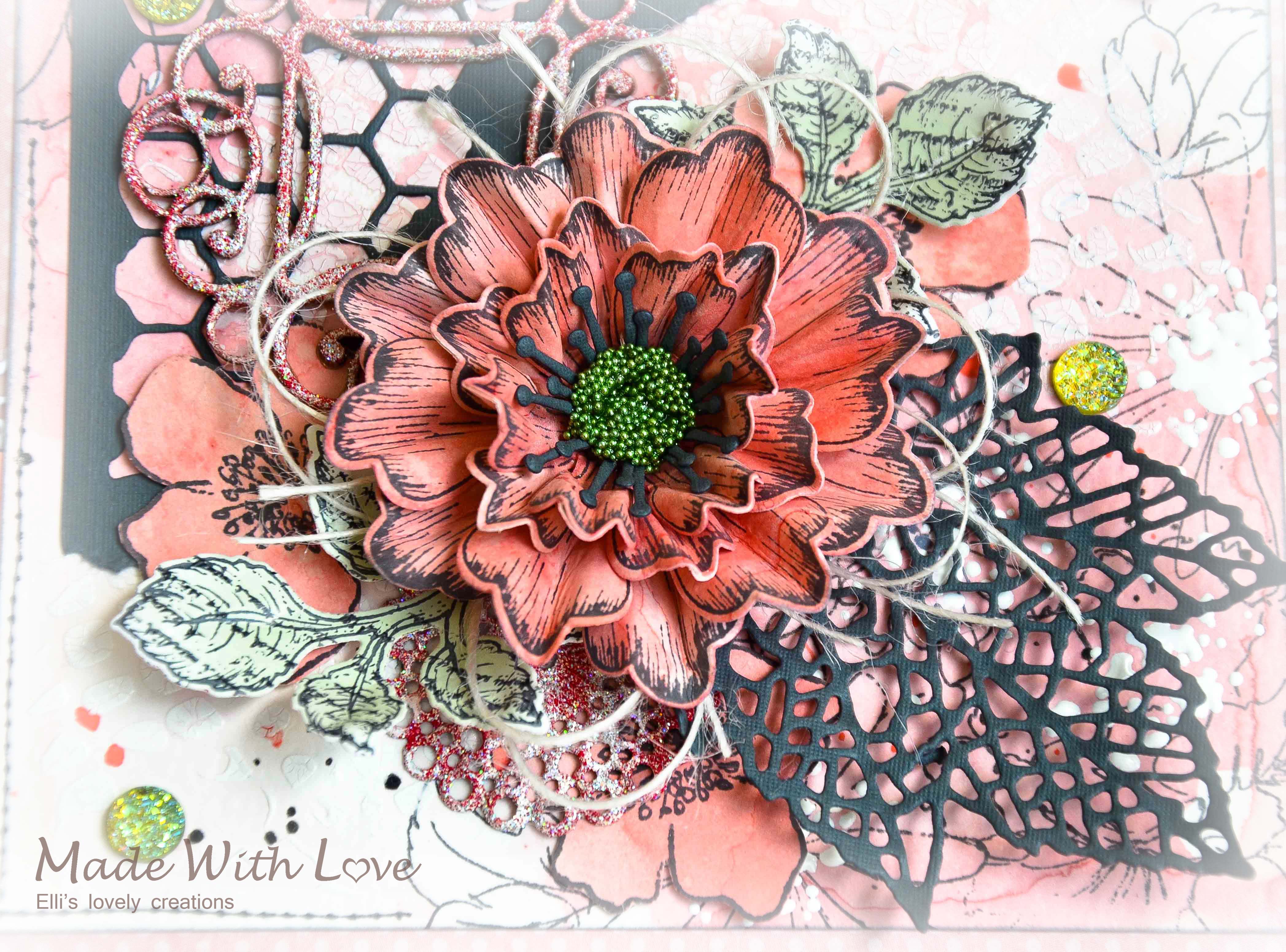 Mixed Media Watercolor Easel Wedding Card Coral Magic 11