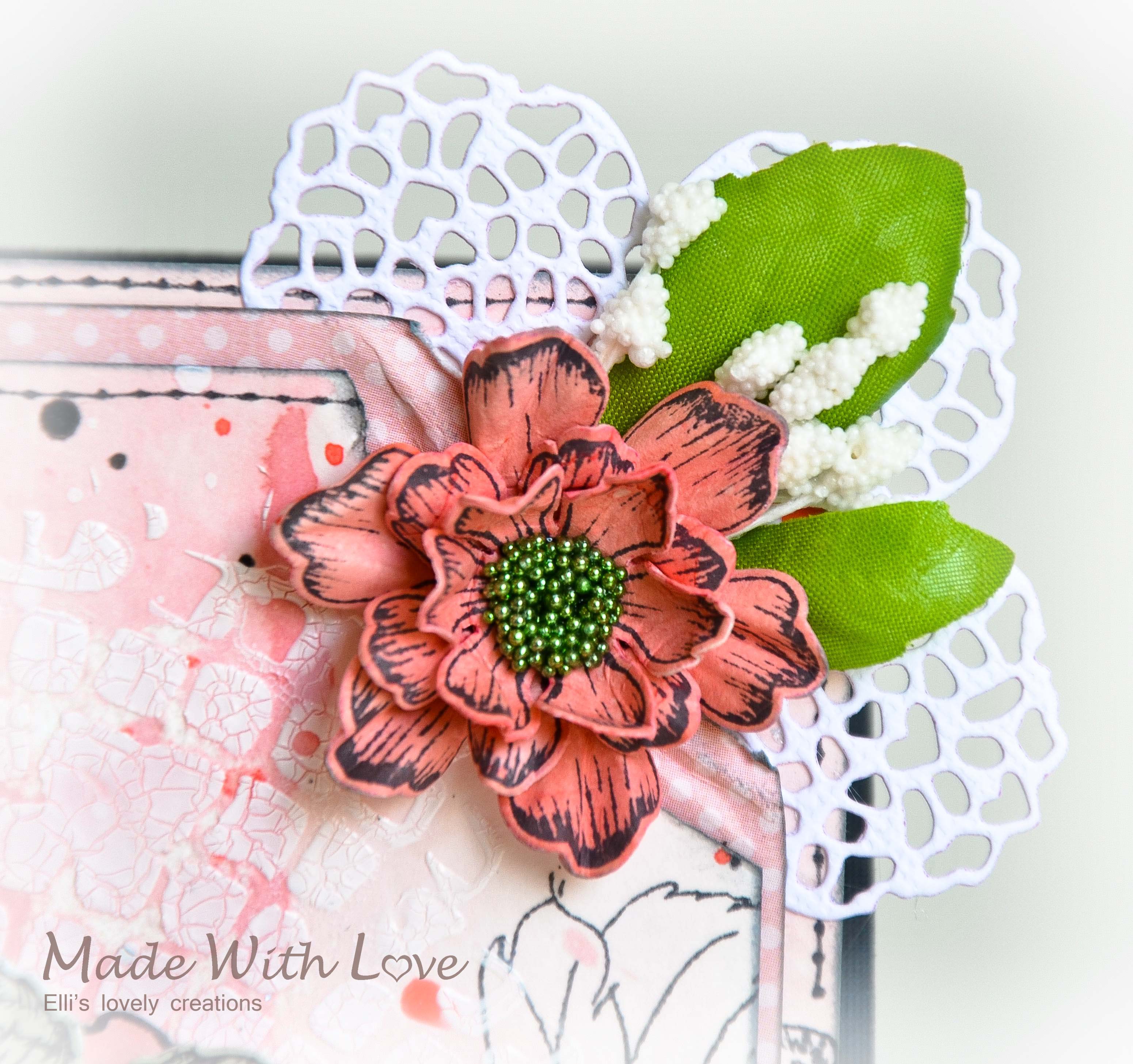 Mixed Media Watercolor Easel Wedding Card Coral Magic 9