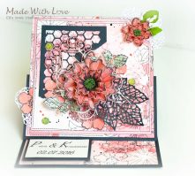 Mixed Media Watercolor Easel Wedding Card Coral Magic 6