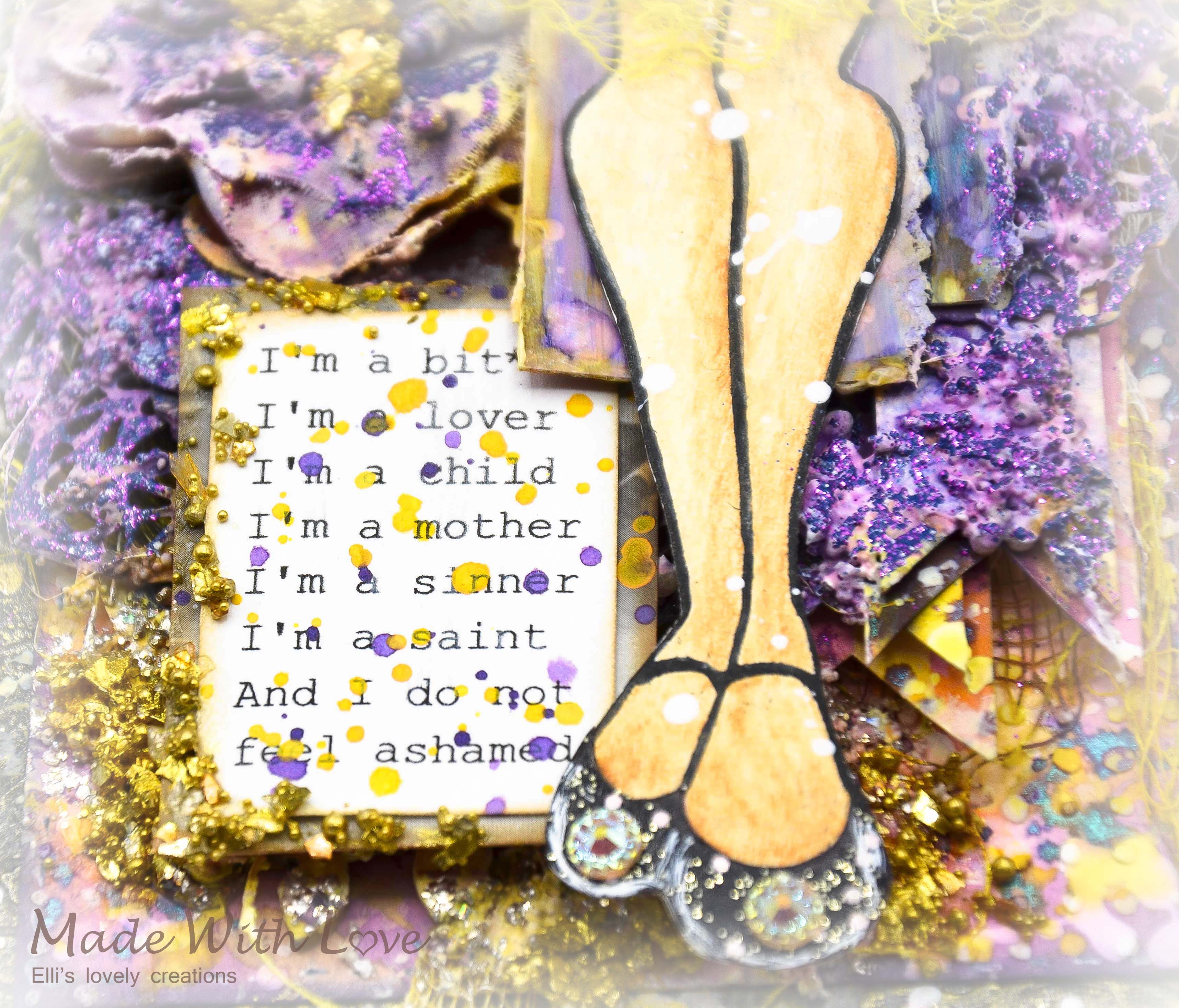 Watercolor Mixed Media Doll Tag a little bit of everything 7