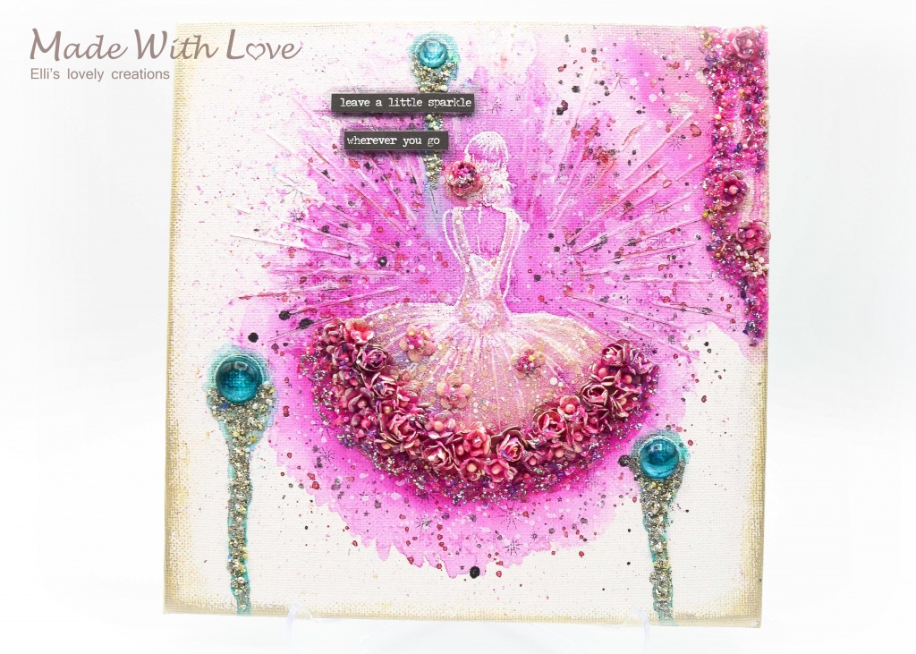 Mixed Media Watercolor Glitter Canvas Little Sparkle