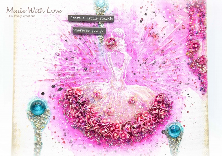 Mixed Media Watercolor Glitter Canvas Little Sparkle