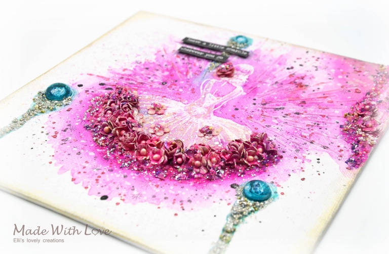 Mixed Media Watercolor Glitter Canvas Little Sparkle