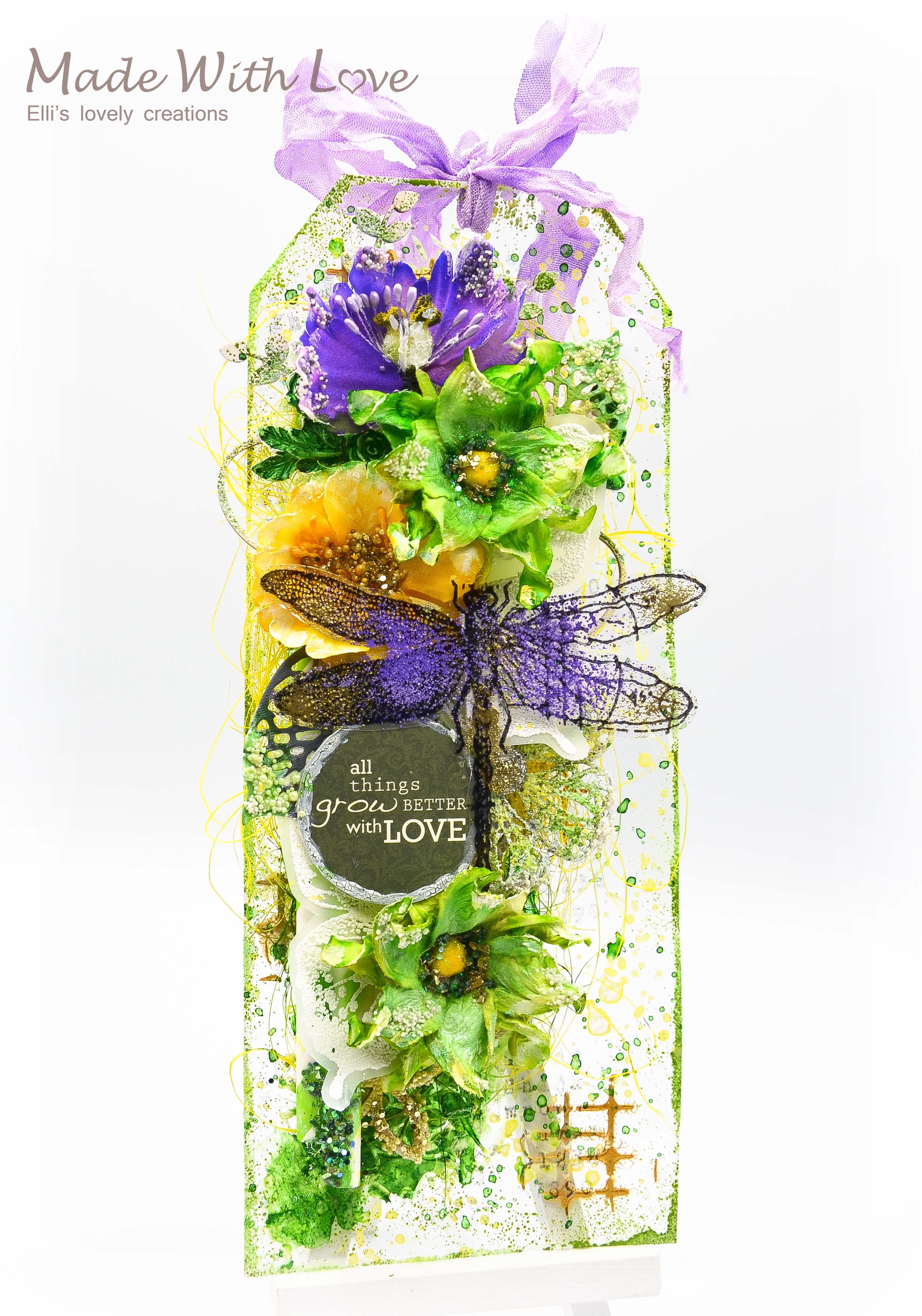 Mixed Media Spring Clear Acetate Tag Grow With Love 14