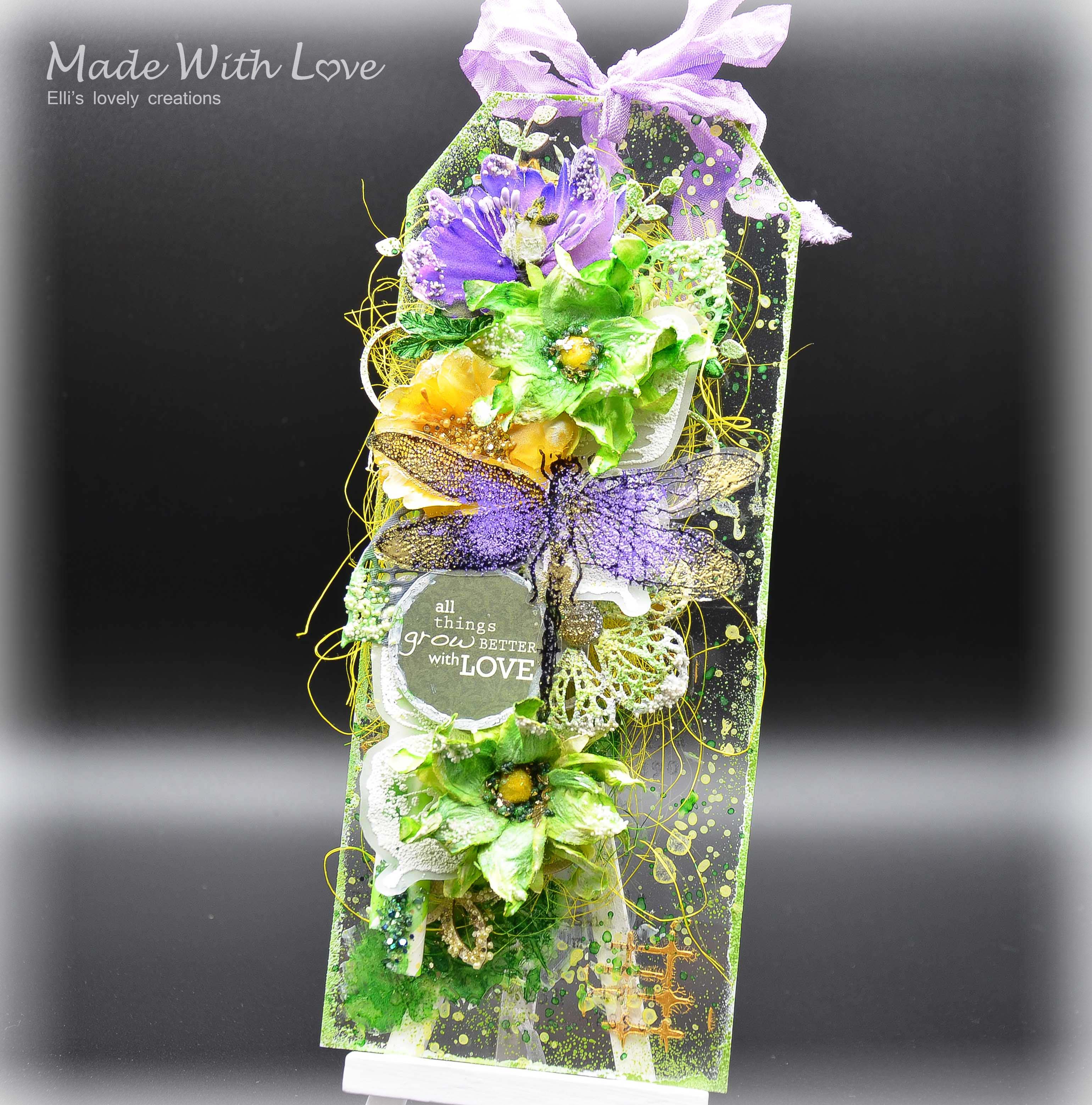 Mixed Media Spring Clear Acetate Tag Grow With Love 6